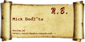 Mick Beáta névjegykártya