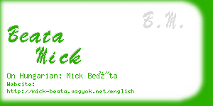 beata mick business card
